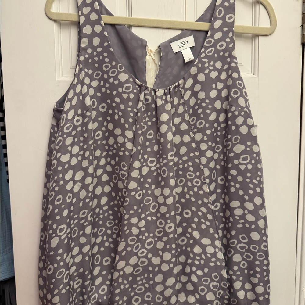LOFT White and Purple Patterned Blouse